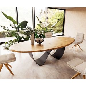 Jídelní stůl Edge oval 280x130x2, 5 Přírodní dub podnož Infinity obraz