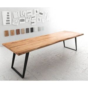 Jídelní stůl Edge 300x100 XL akácie přírodní kov šikmá obraz