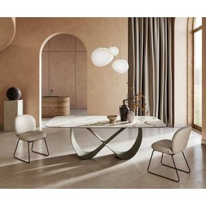 Jídelní stůl Edge oválný 240x120 cm keramika Calacatta Luxe obraz