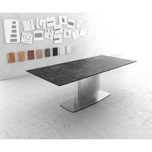 Jídelní stůl Edge 180-220x100 keramika Laminam®Nero Greco obraz
