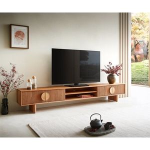 TV stolek Surimu 240 cm akácie světle hnědá 4 dvířka 2 obraz