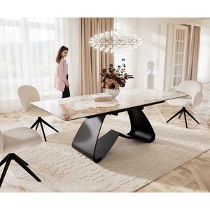 Jídelní stůl Edge 180-220x100 keramika Minas Melange bílo obraz