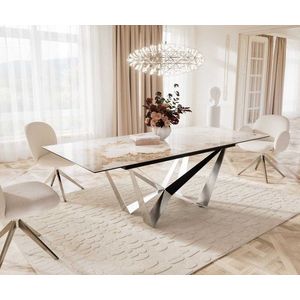 Jídelní stůl Edge 180-220x100 keramika Minas Melange bílo obraz