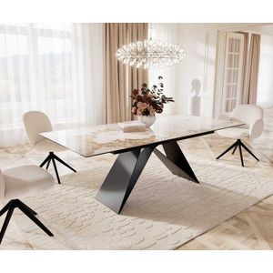 Jídelní stůl Edge 180-220x100 keramika Minas Melange bílo obraz