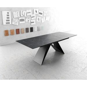 Jídelní stůl Edge 180-220x90cm Laminam® keramika šedá podnož ve obraz
