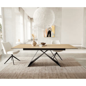 Jídelní stůl Edge 180-220x100 keramika Laminam® Sabbia podnož obraz