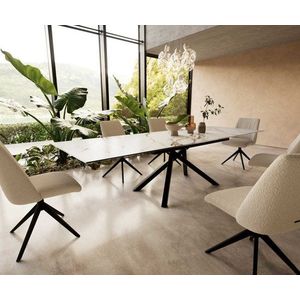 Jídelní stůl Edge 200-300x100 keramika Calacatta Luxe bílo obraz