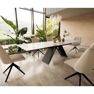 Jídelní stůl Edge 200-300x100 keramika Calacatta Luxe bílo obraz