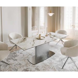 Jídelní stůl Edge 180-220x100 keramika Calacatta Luxe bílo obraz