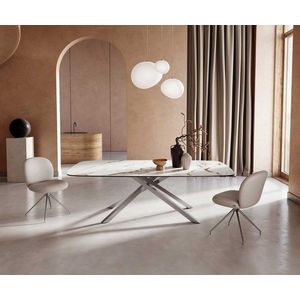 Jídelní stůl Edge oválný 240x120 keramika Calacatta Luxe bílo obraz
