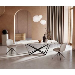 Jídelní stůl Edge oválný 240x120 keramika Calacatta Luxe bílo obraz