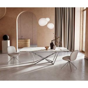 Jídelní stůl Edge oválný 240x120 keramika Calacatta Luxe bílá obraz