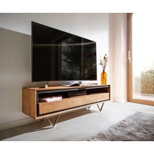 TV stolek Stonegrace 145 cm akácie přírodní 1 přihrádka 2 obraz