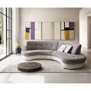 Pohovka Neapol 300x95cm bílá světle šedá s polštáři obraz