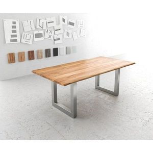 Jídelní stůl Edge 200x100 přírodní akácie nerezová ocel široká obraz