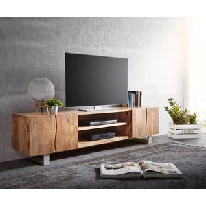 TV stolek Live Edge 200 cm přírodní akácie 4 dvířka 2 přihrádky obraz