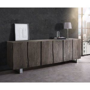 Komoda Live Edge 220 cm akácie masiv platina 6 dvířek obraz
