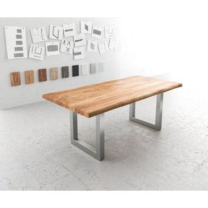 Jídelní stůl Edge 200x100 XL přírodní akácie nerezová ocel obraz