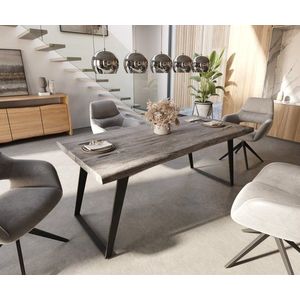 Jídelní stůl Edge 180x90 XL akácie platina kov šikmá obraz