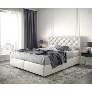 Boxspring postel Dream-Great 160x200 cm koženka bílá s matrací obraz