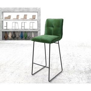 Barová židle Maddy-Flex Velvet Green Kovový rám s ližinami obraz