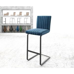 Barová židle Luiga-Flex Velvet Blue Cantilever Flat Metal obraz