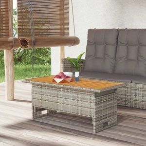Zahradní stůl šedý 100x50x43/63 cm masivní akácie a polyratan obraz