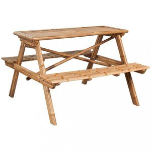Piknikový stůl 115 x 115 x 81 cm bambus obraz
