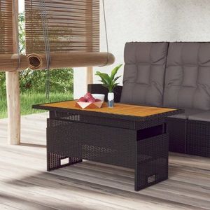 Zahradní stůl černý 100x50x43/63 cm masivní akácie a polyratan obraz
