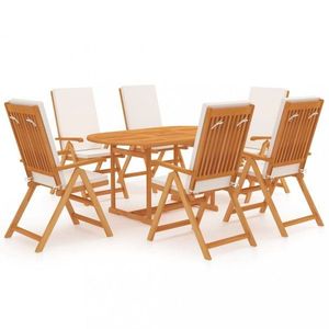 Zahradní jídelní set 7 ks teak / látka Dekorhome obraz