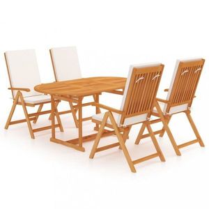Zahradní jídelní set 5 ks s poduškami teak / látka Dekorhome obraz