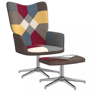 Otočné křeslo s podnožkou patchwork látka / kov Dekorhome obraz