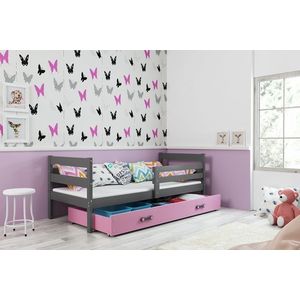BMS Dětská jednolůžková postel ERYK s úložným prostorem | šedá 80 x 190 cm Barva: Šedá / růžová, Rozměr: 190 x 80 cm obraz