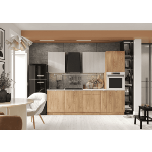Artstolk Kuchyňská linka SOFIA B | dub cremona/béžová 260 cm Provedení: s pracovní deskou obraz