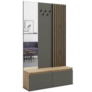Předsíňová stěna Doris 90B dub artisan/šedá s lamelami obraz