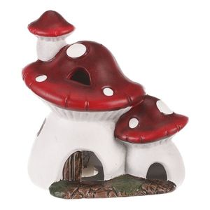 Podzimní LED dekorace Houbový svítící domeček, 14 x 10 x 15 cm, keramika obraz