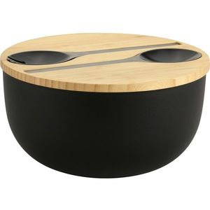 Kesper 58470 Salátová mísa s příborem a bambusovým víkem 24 cm, černá obraz