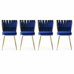 Sada jídelních židlí Kusakli Navy Blue and Gold, 4 ks, 4 ks obraz
