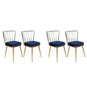 Sada jídelních židlí Yildiz Dark Blue and Gold, 4 ks obraz