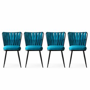 Sada jídelních židlí Kusakli Blue and Black, 4 ks, 4 ks obraz