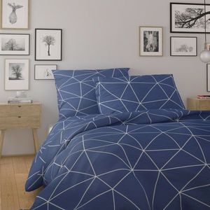Kvalitex Bavlněné povlečení Nordic Grid modrá, 220 x 200 cm, 2 ks 70 x 90 cm obraz