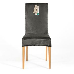 Restilo Napínací potah na židli Sento tmavě šedá, 48 x 48 x 58 + 10 cm obraz