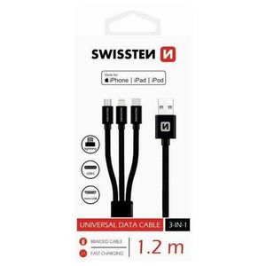 SWISSTEN Univerzální kabel USB 3v1, 1, 2 m černá obraz