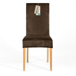 Restilo Napínací potah na židli Sento tmavě hnědá, 48 x 48 x 58 + 10 cm obraz