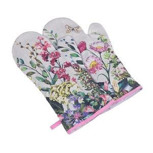 Bellatex Grilovací rukavice Luční kvítí režná, 22 x 46 cm, 2 ks obraz