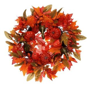 Velký podzimní věnec z barevného umělého listí, pr. 58 cm obraz