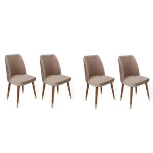 Sada jídelních židlí Hugo Beige and Walnut, 4 ks obraz