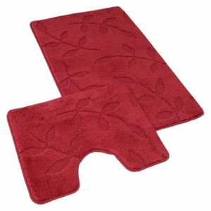 Kvalitex Sada koupelnových předložek Listy vínová, 60 x 100 cm, 60 x 50 cm obraz