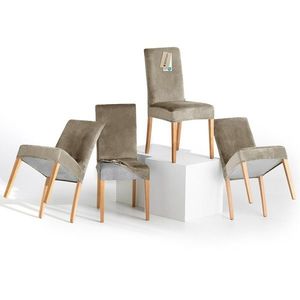 Restilo Napínací potah na židli Sento béžová, 48 x 48 x 58 + 10 cm, sada 4 ks obraz
