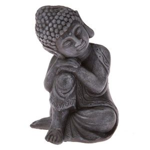 Betonová soška Buddha, tm. šedá, 16 x 11 x 12 cm obraz